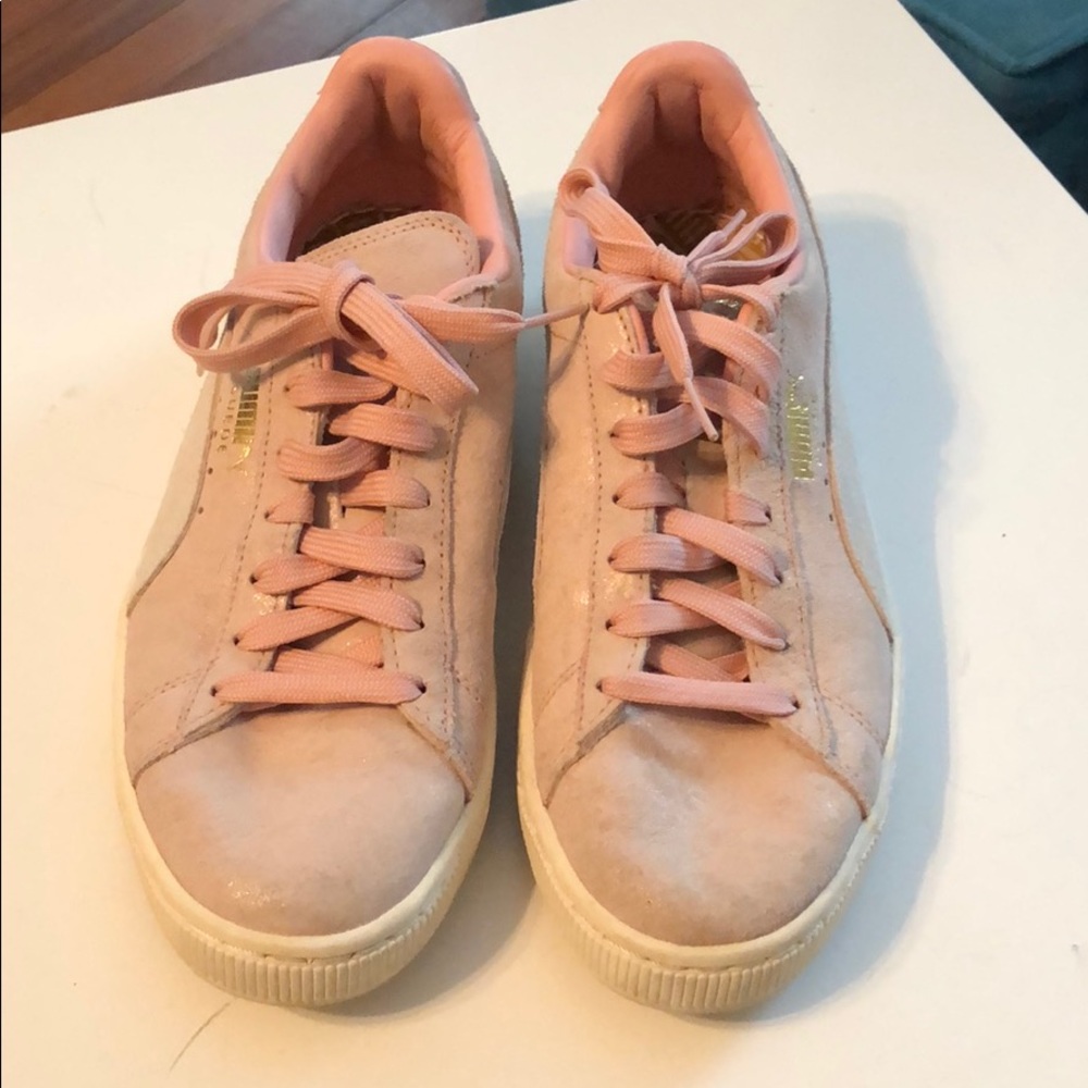 Pink suede puma sneakers